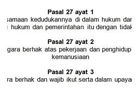 Dari Pasal 27 Hingga Pasal 34 Berisi Tentang Hak Hak Warga Negara